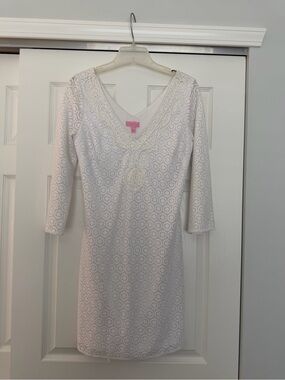 Lilly Pulitzer White Lace V-Neck Dress